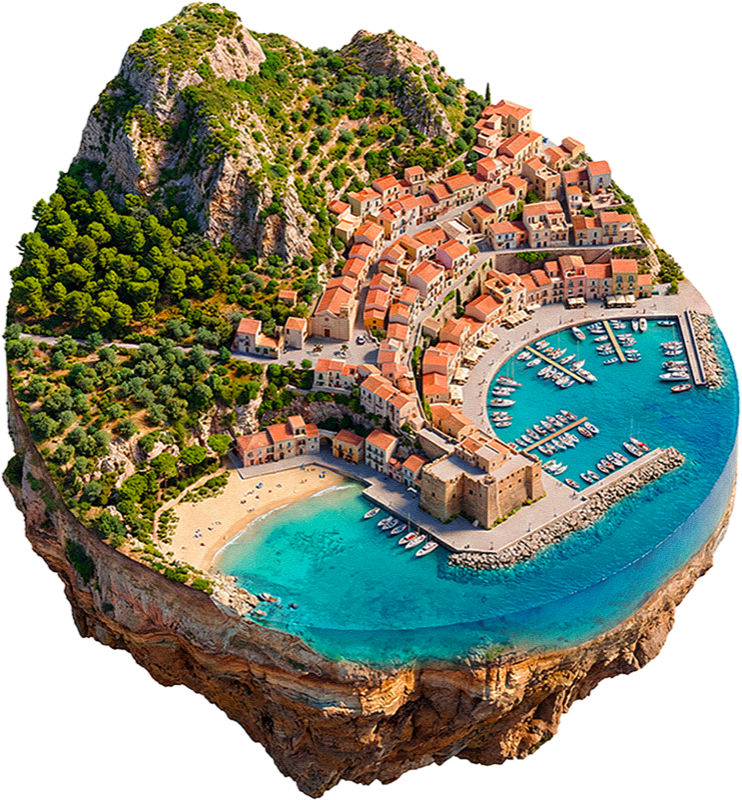 Diorama del borgo di Castellammare del Golfo con il porto